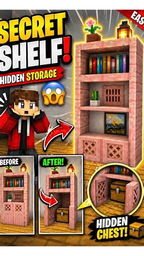This Secret Storage Shelf Is OP! 🚀👀 || #shorts #minecraft