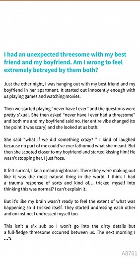 I had an unexpected 🙈 threesome with my best friend and 🏫 my boyfriend. Am I wrong to feel extremely betrayed by them both? | AITA Chronicles and Stories