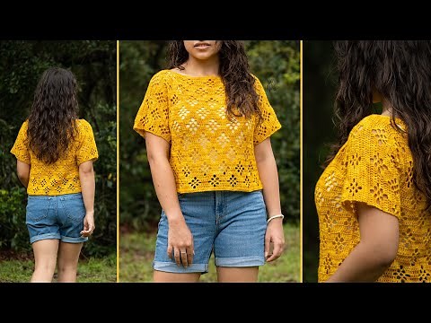Free Crochet Lace Top Pattern - Daisy Tee - Plus Size Inclusive