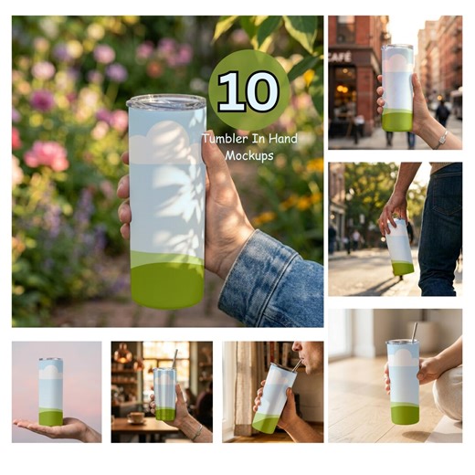 20oz Canva Tumbler Mockup Bundle | Realistic Tumbler in Hand Drag & Drop Template | Digital Download - Etsy