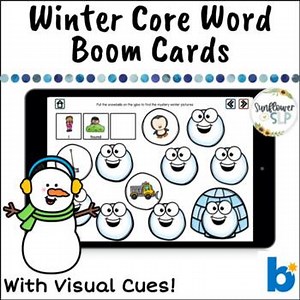 Winter Core Vocabulary Word AAC Boom Cards for Speech Therapy