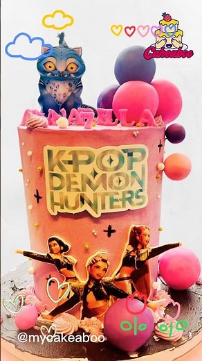 K-Pop Demon Hunters Birthday Cake #cakeaboo #cakedesign #birthdaycake #cakedecorating #cakeart