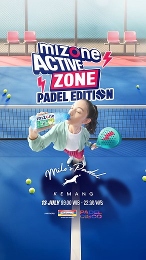 Mizone Indonesia on Instagram: "Mizone Active Zone: Padel Edition Powered by Padel Disco Get ready for a day full of friendly competition, refreshing vibes, and non-stop padel action — only at Milo’s Kemang Padel! We’re bringing the energy with: * Coaching Clinic * Pro exhibition matches * Fun games & challenges by Mizone * Exciting prizes & exclusive freebies * Live DJs and music to keep the vibe going Bring your game face, stay hydrated with Mizone, and join us for the ultimate Mizone Active Z