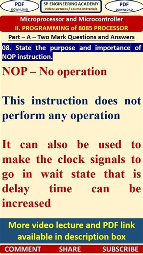 08MP2 - Microprocessor and Microcontroller - State the purpose and importance of NOP instruction