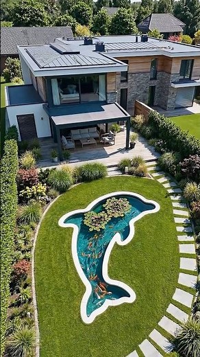 Dolphin Shaped Koi Pond Garden | Creative Backyard Landscaping Idea