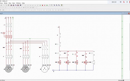 CADe_SIMU电气仿真软件电机顺序启动电路