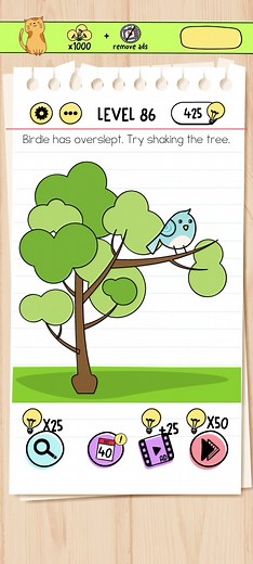 Birdie has overslept: Brain Test 86