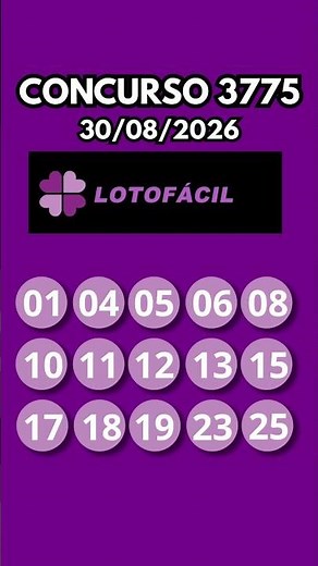 🟣LOTOFACIL 3775, VEJA OS NÚMEROS SORTEADOS NA LOTOFACIL DE HOJE #lotofácilhoje
