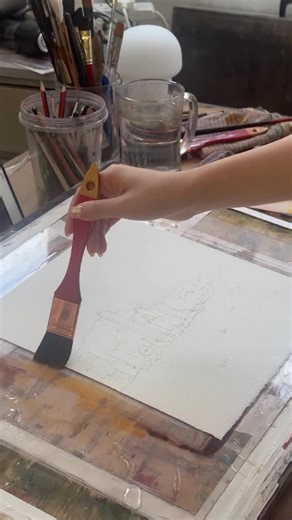 RAINB.W (Rainbow) on Instagram: "🌅 watercolor on paper by @rainb.w 👉Learn to paint cityscapes with me at www.rainbw.art/onlineclass 👉Original paintings at www.rainbw.art/originals #watercolor #watercolorpainting"