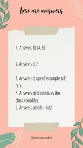  Python MCQ Challenge! Test Your Python Knowledge with These Quick Questions!  | MeowCoder | Facebook