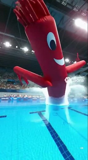 Wacky Inflatable Tube Man Flops in The Olympics