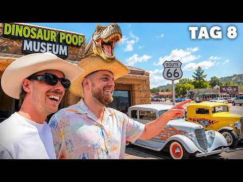 😱🔥HOT WHEEL MEET & DINO KEEPS MUSEUM | GIANT SLEDDING FUN in the Grand Canyon! | Day 8 Route 66 Tour