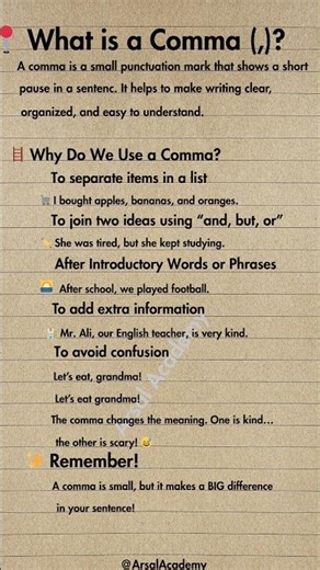What is a Comma (,) ? | Why comma is used | Basic Grammar | #english #comma, #grammar