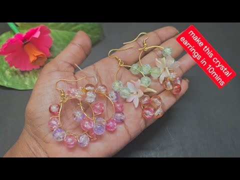 Clear Quartz Hoop Earrings/Handmade Jewellery making#diyearrings #yt#jewellery#trending
