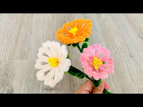 Blumen einfach machen aus Pfeifenputzer | Basteln mit pfeifenputzer | Blumen aus pfeifenputzer
