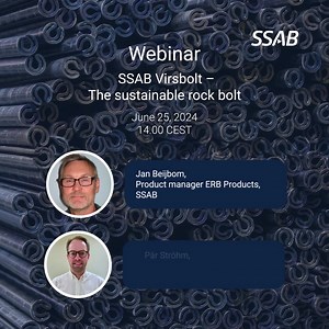 Join the webinar to learn more about rock reinforcement and the advantages of our expandable rock bolts. 📅 June 25, 2024�Time: 14.00 CEST 🔧 Our well-known expandable rock bolt has got a new name - Virsbolt. We continue developing our products and launch new sustainable rock bolts and face plates. Talk to you more at the webinar! #SSAB #expandablerockbolt #SSABVirsbolt #bolt #webinar | SSAB