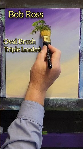 Bob Ross Oval Brush Triple Load with greens for easy happy trees #bobross #shorts
