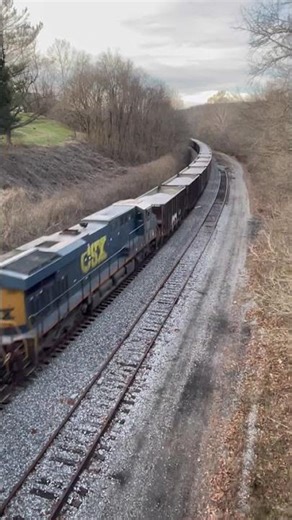 CSX gravel train goes under a bridge