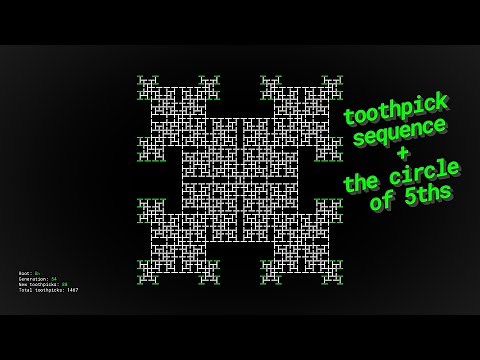 Toothpick Sequence Visualized with Circle of Fifths Harmony | 256 Steps