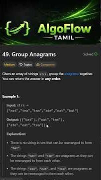 Group Anagrams in Tamil #codinginterview #coding #competitiveprogramming #leetcode #python