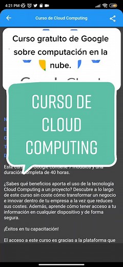 Curso de computación en la nube emitido por Google, y ya sabes que hay otros 400 cursos más en #cursin #informatica #cursosgratis #cursosonline #SabrosuraChallenge #aprendeentiktok #google #cloud #clouds