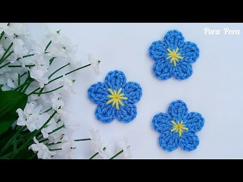 How to crochet Forget Me Not flower I Easy crochet flower tutorial for beginners
