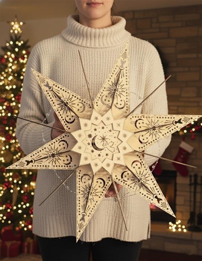 Large 3D Christmas Star Laser Cut File | Bethlehem Star Decor (SVG DXF) - Etsy UK