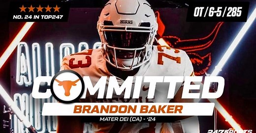 Five-star OL Brandon Baker commits to Texas, breaks down decision