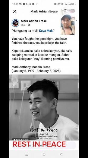 REST IN PEACE Mark Adrian Erese SALAMAT SA INPIRASYON BRO MAGANDANG LABAN BINIGAY MO. #teamhilaskoreananghilas #iamcancerwarrior #cancertreatment #NasopharyngealCancer #stage4cancer #petscan #Cancer #cancerawareness #cancerfighter | KanSer vs Me