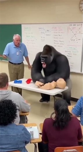 Medical Training Gone Wild: Gorilla Learns CPR! 🦍💉 #funny #gorilla #medical