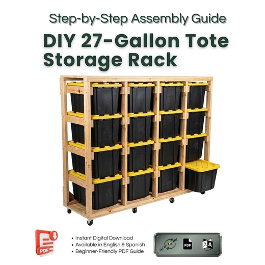 DIY 27 Gallon Tote Storage Rack Plans | Garage Organizer Woodworking PDF | Build Your Own Tote Rack | Instant Download - Etsy UK