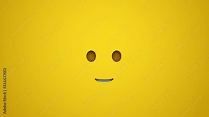 Animated colorful looping grinning face with smiling eyes emoji background for apps or ad commercial. Bringing life to your screen. Fun character motion graphic design.