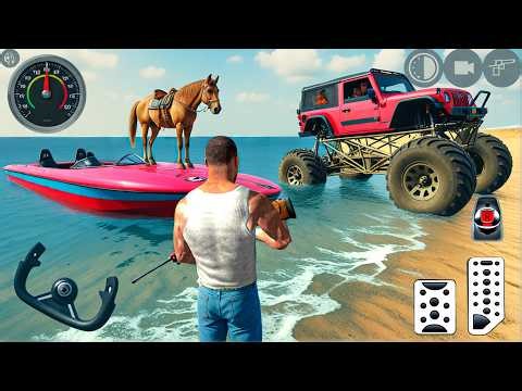 Indian Monster Truck Boat and Horse in Open City Simulator - Android Gameplay