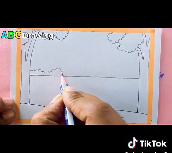 Sunset Drawing | Sunset View In Hilly Area.#drawing #art #easydrawing #pencilart #drawigchallenge #abcdrawing
