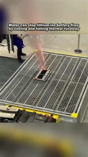 The safety measure used after a large lithium battery catches fire