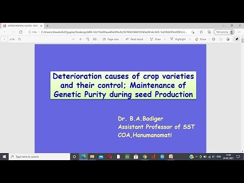 VARIETAL DETERIORATION AND ITS CONTROL- PRINCIPLES OF SEED TECHNOLOGY