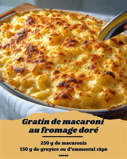 🍽️ Gratin de macaroni au fromage doré Onctueux, croustillant sur le dessus et fondant à l’intérieur 🤎 Le classique qui fait fondre petits et grands ! 👉 La recette est dans le 1er Coʍmеոτaire 💬 | Recettesmaison