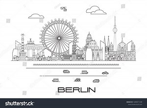 Vector Line Art Illustration Landmarks Berlin Stock Vector (Royalty Free) 1689871438 | Shutterstock