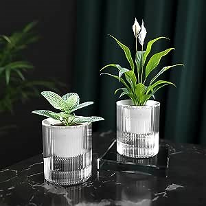 Plant pots, Roman Column Flowerpot, Succulent pots, Double-Layer Design, self-Service Water Absorption, Vent, Suitable for Indoor and Greenhouse Environment, 4” and 6”