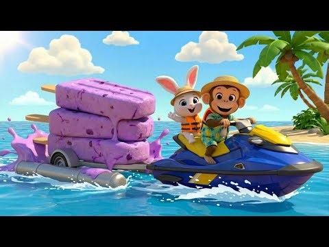 Monkey Funny | Pipi and Bunny Turn Grapes into Ice Pops with Teamwork | Monkey Cartoon