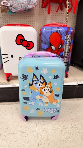 Target Little Ones on Instagram: "These are so cute!! New character luggage for the little travelers for spring break 😊🧳 They are 20% off this week at Target! #target #targetstyle #targetfinds #targetkids #springbreak #packingtips #luggage #kidsluggage #bluey #blueyandbingo #spiderman #hellokitty #vacationvibes #kidsvacation"