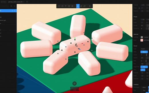 2021年 设计师上手易_3D设计工具 Spline基础教程讲解（ Basics - Cloner component）