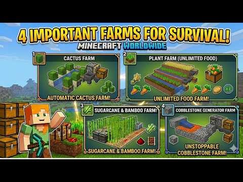 EASY Step-by-Step Guide to 4 Important Farms Every Starter Survival World Needs!