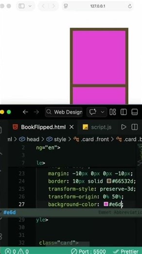 Book flip design using css