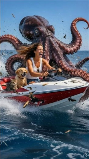Deadly Octopus Attack at Sea | Woman Saves Dog & Cat 🚤 #shorts #octopus #ocean