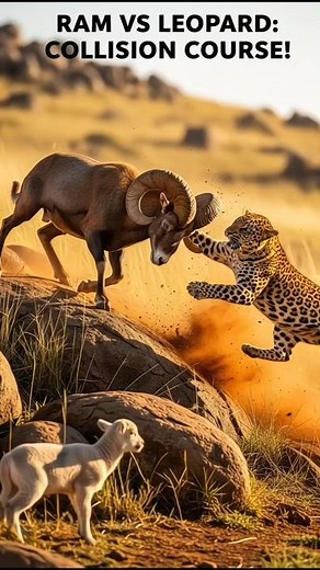 Ram vs Leopard — One Headbutt Ends the Hunt Instantly