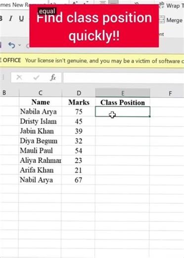 Find the class position and quickly!! #excel #exceltutorial #exceltips #excelformula #shorts