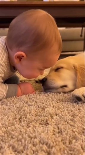 Baby Mimics Sleeping Puppy's Snoring