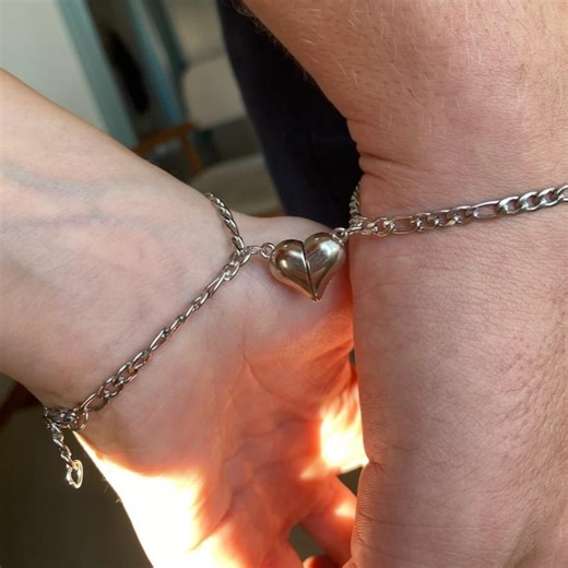 Magnetic Heart Couple Bracelet Set, Personalized Initial Bracelet - Etsy