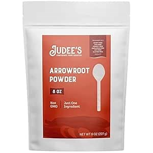 Judee’s Arrowroot Powder 8 oz - Just One Ingredient - Vegan, Non-GMO, Soy-Free - Gluten-Free and Nut-Free - 100% Pure Grain Free Starch - Great for Baking and Thickening - Works as Egg Substitute